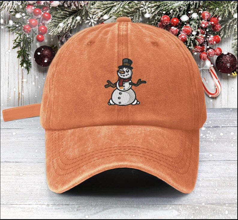 Snowman Embroidered Low Profile Baseball Cap Christmas Cap Santa Baby