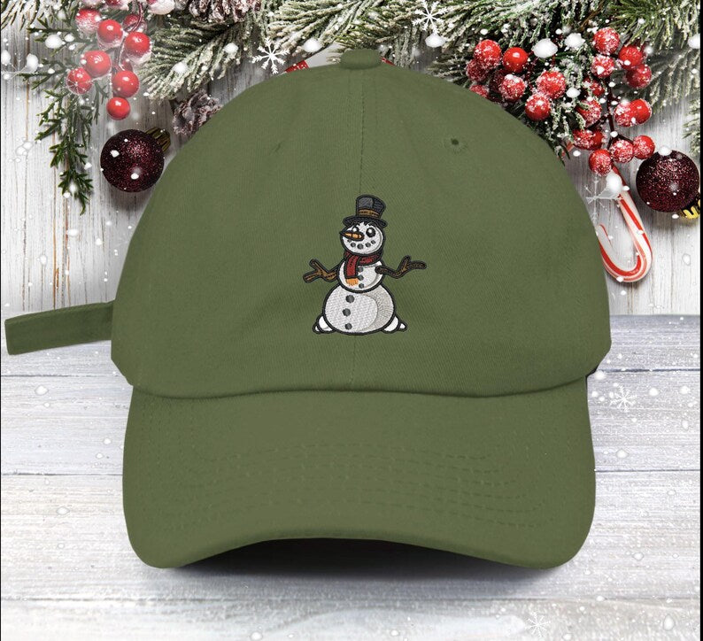 Snowman Embroidered Low Profile Baseball Cap Christmas Cap Santa Baby