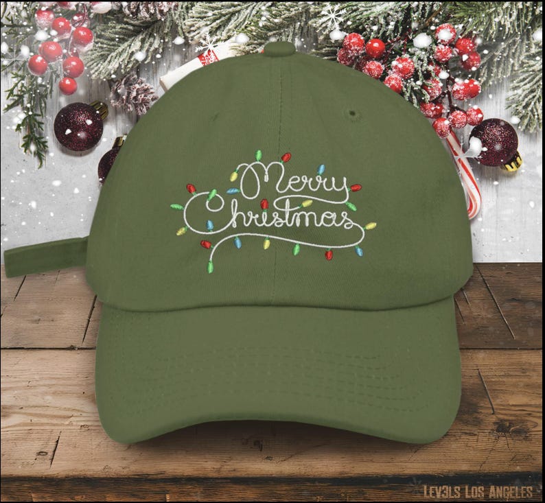 MERRY CHRISTMAS Lights Embroidered Low Profile Baseball Cap Christmas Hat Christmas Gift Santa Baby