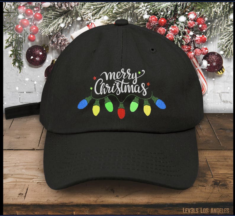Embroidered Christmas Lights Baseball Cap: Low Profile Cotton Hat