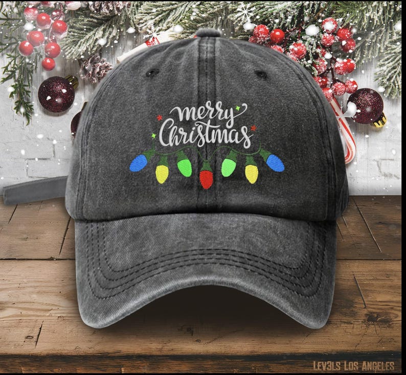 Embroidered Christmas Lights Baseball Cap: Low Profile Cotton Hat