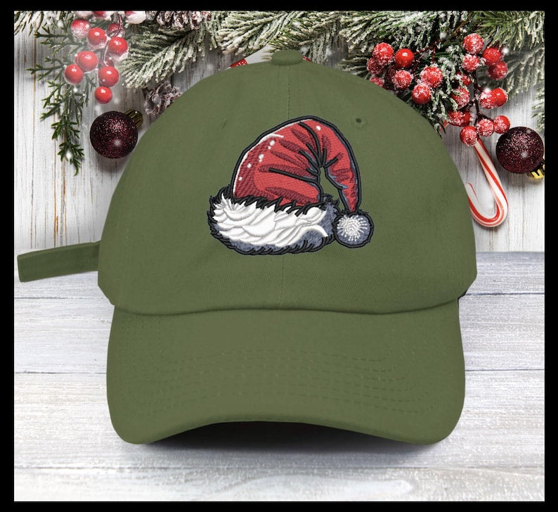 Embroidered Santa Hat Baseball Cap - Christmas Low Profile Cotton Cap