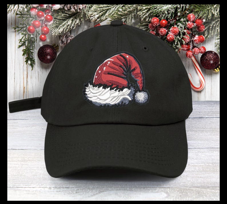 Embroidered Santa Hat Baseball Cap - Christmas Low Profile Cotton Cap