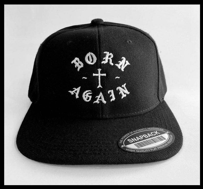 Embroidered Snapback Baseball Cap: Christian Cross, Old English Logo