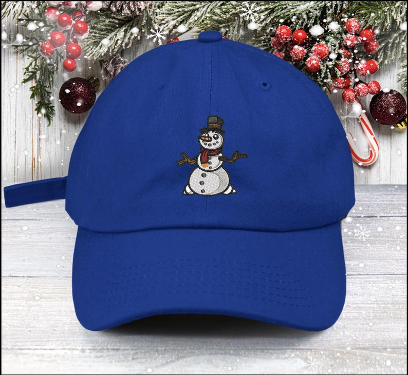 Snowman Embroidered Low Profile Baseball Cap Christmas Cap Santa Baby