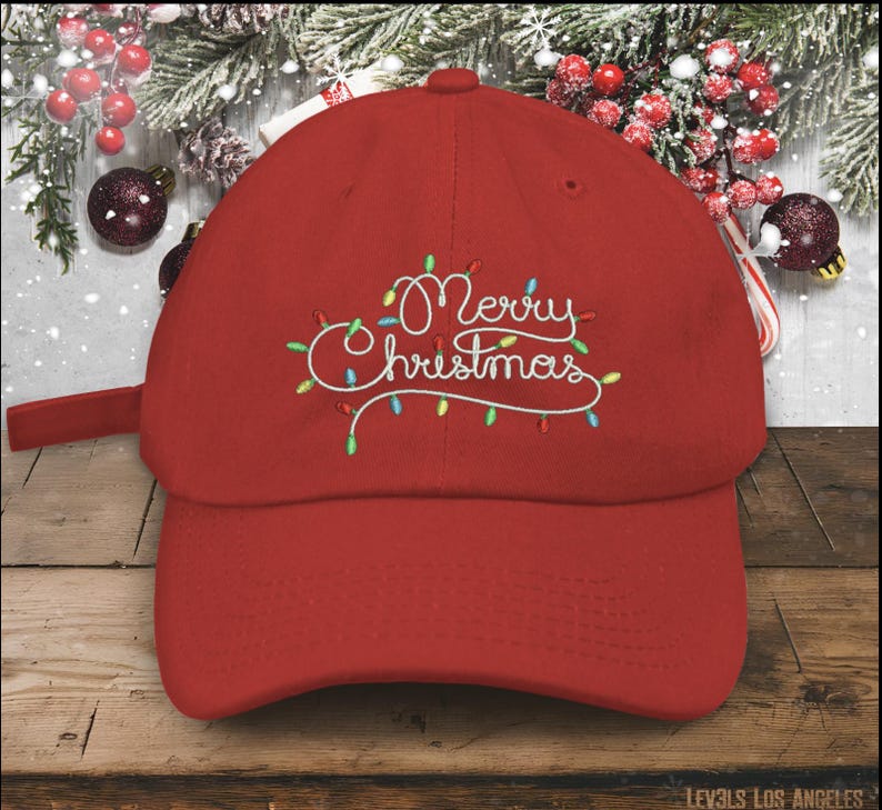 MERRY CHRISTMAS Lights Embroidered Low Profile Baseball Cap Christmas Hat Christmas Gift Santa Baby