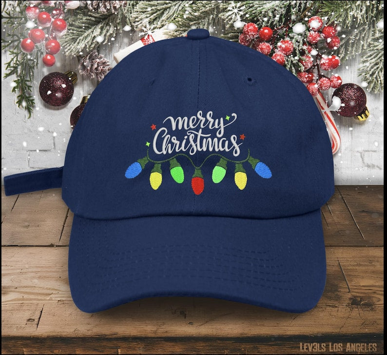 Embroidered Christmas Lights Baseball Cap: Low Profile Cotton Hat