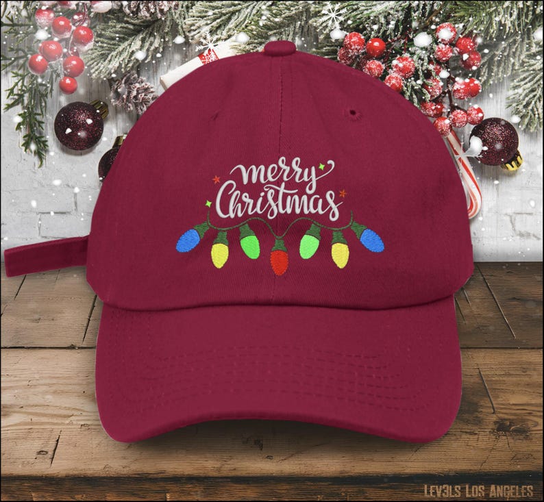 Embroidered Christmas Lights Baseball Cap: Low Profile Cotton Hat