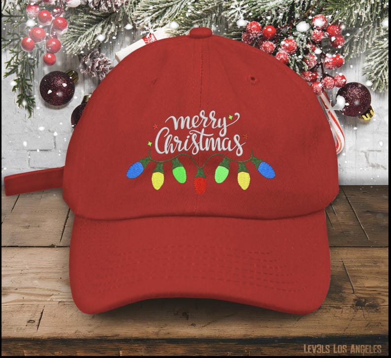 Embroidered Christmas Lights Baseball Cap: Low Profile Cotton Hat