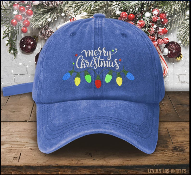Embroidered Christmas Lights Baseball Cap: Low Profile Cotton Hat