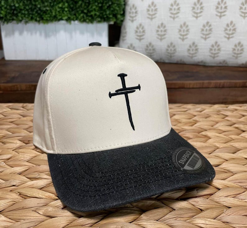 3 Nails Cross 2 Tone Embroidered Snapback Baseball Cap | Christian Cross | Jesus Saves