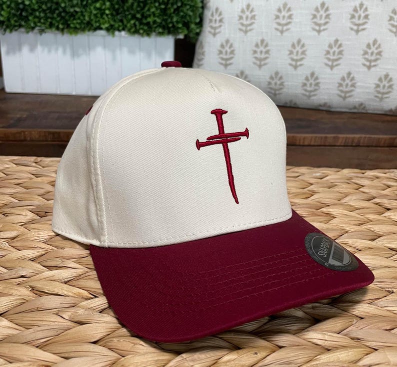 3 Nails Cross 2 Tone Embroidered Snapback Baseball Cap | Christian Cross | Jesus Saves