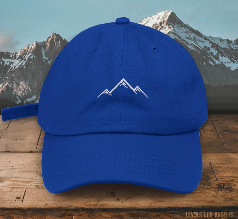 Embroidered Mountain Baseball Cap: Pigment Dyed Cotton Hike Travel Hat