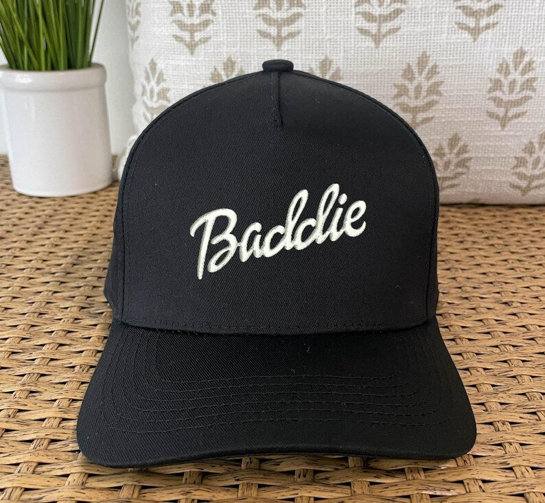 Baddie Embroidered Snapback Baseball Cap - Cotton Blend