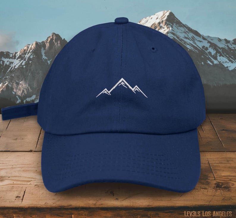 Embroidered Mountain Baseball Cap: Pigment Dyed Cotton Hike Travel Hat