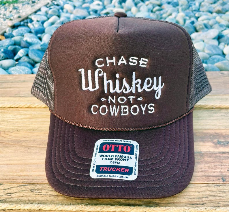 Chase Whiskey Not Cowboys | Embroidered Trucker Cap | Country Music Lover Cap