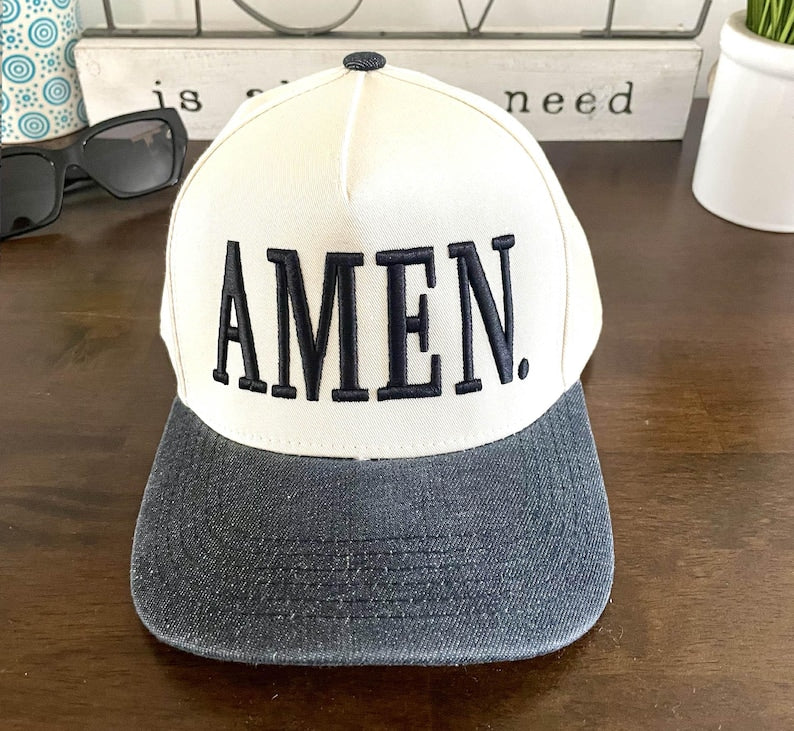 Amen 2 Tone Embroidered Snapback Baseball Christian Baseball Cap | Faith-Inspired Gift
