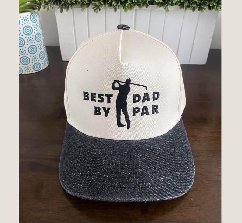 Best Dad by Par Golf Hat – 2-Tone SnapBack Cap – Funny Golf Gift for Dad
