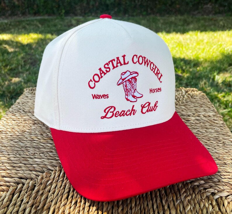 Coastal Cowgirl Beach Club Hat – Two-Tone Vintage-Inspired SnapBack Cap
