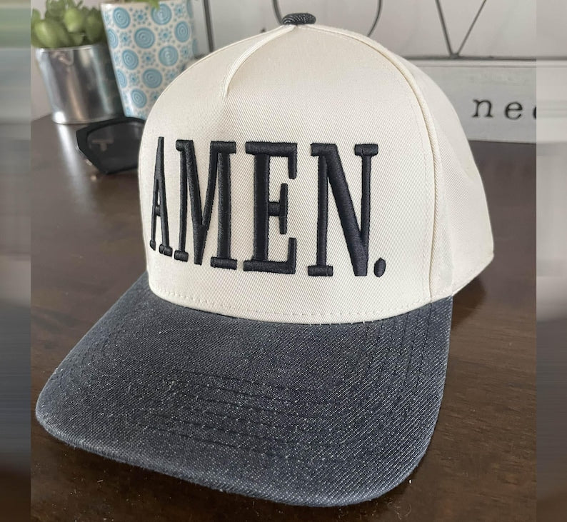 Amen 2 Tone Embroidered Snapback Baseball Christian Baseball Cap | Faith-Inspired Gift