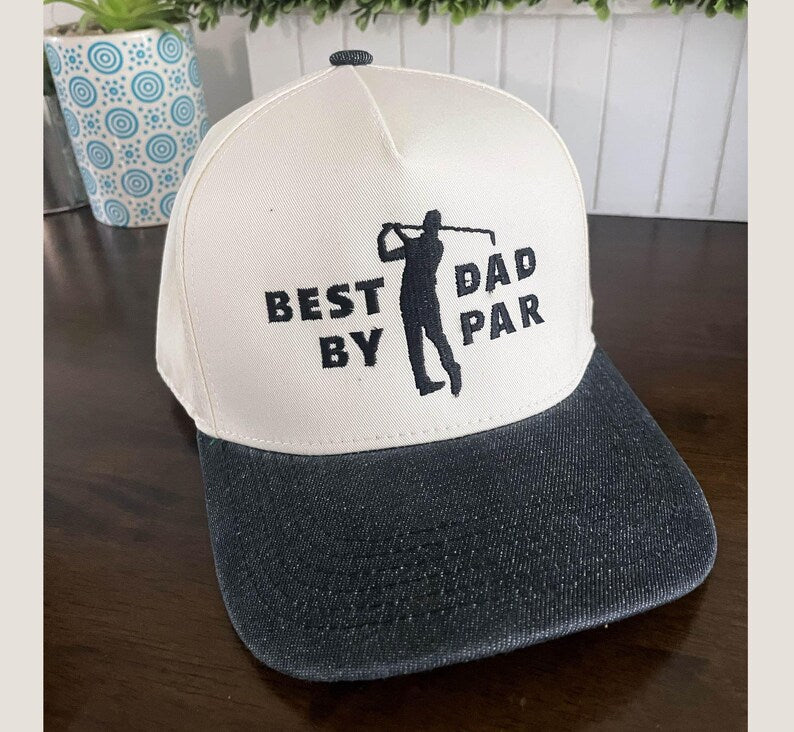 Best Dad by Par Golf Hat – 2-Tone SnapBack Cap – Funny Golf Gift for Dad
