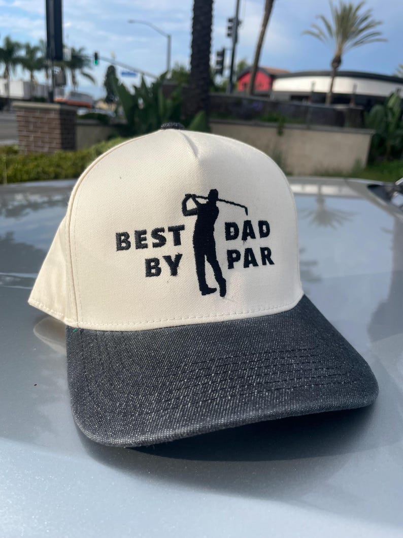 Best Dad by Par Golf Hat – 2-Tone SnapBack Cap – Funny Golf Gift for Dad