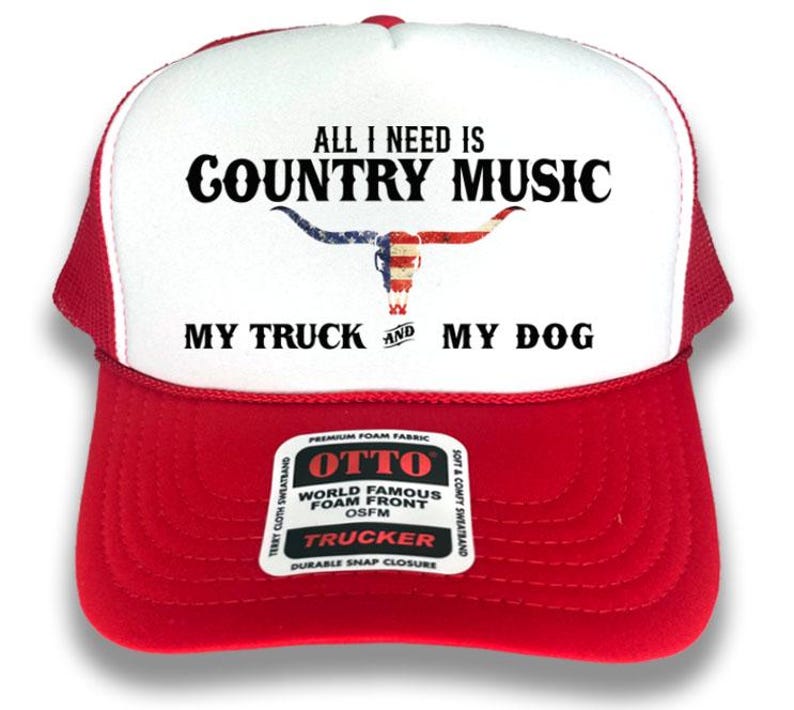 Country Music Trucker Hat: Patriotic Bull Skull Western Cap