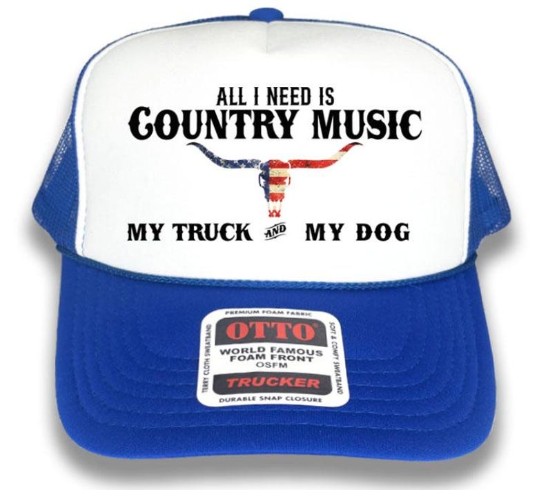 Country Music Trucker Hat: Patriotic Bull Skull Western Cap