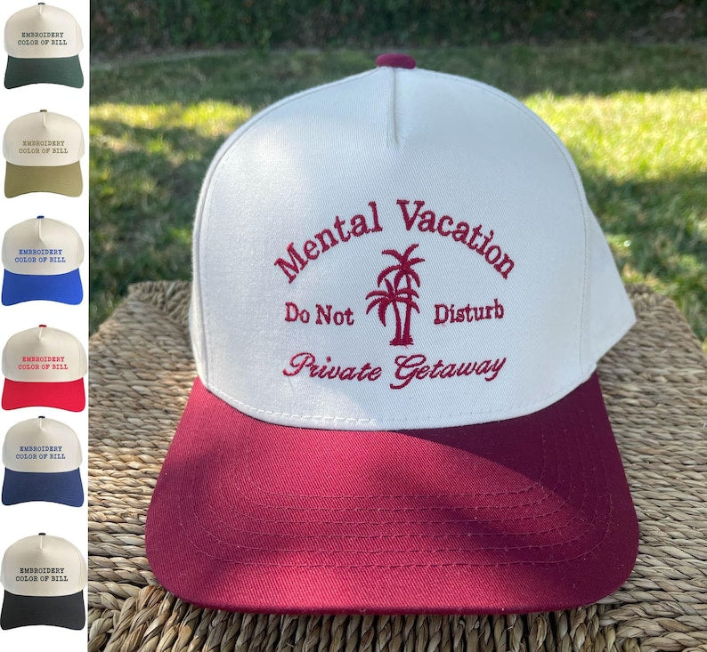 Embroidered "Mental Vacation" Snapback Cap - Two-Tone Poly Cotton