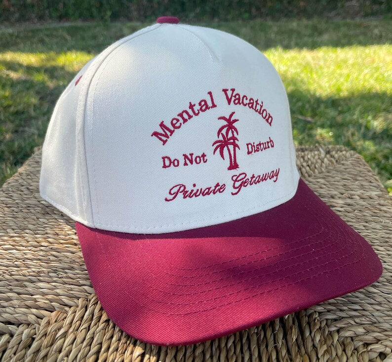 Embroidered "Mental Vacation" Snapback Cap - Two-Tone Poly Cotton