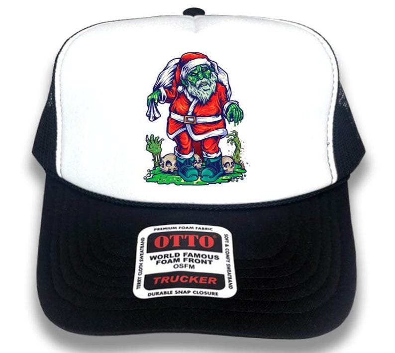 Zombie Santa Otto Brand Trucker Hat – Horror Christmas Cap | Scary Christmas