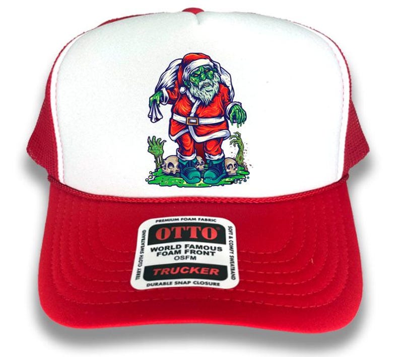 Zombie Santa Otto Brand Trucker Hat – Horror Christmas Cap | Scary Christmas