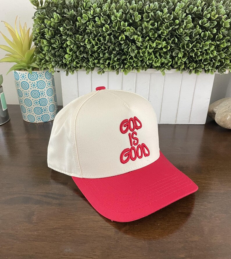 God Is Good Snapback Hat: Christian 2-Tone Embroidered Cap